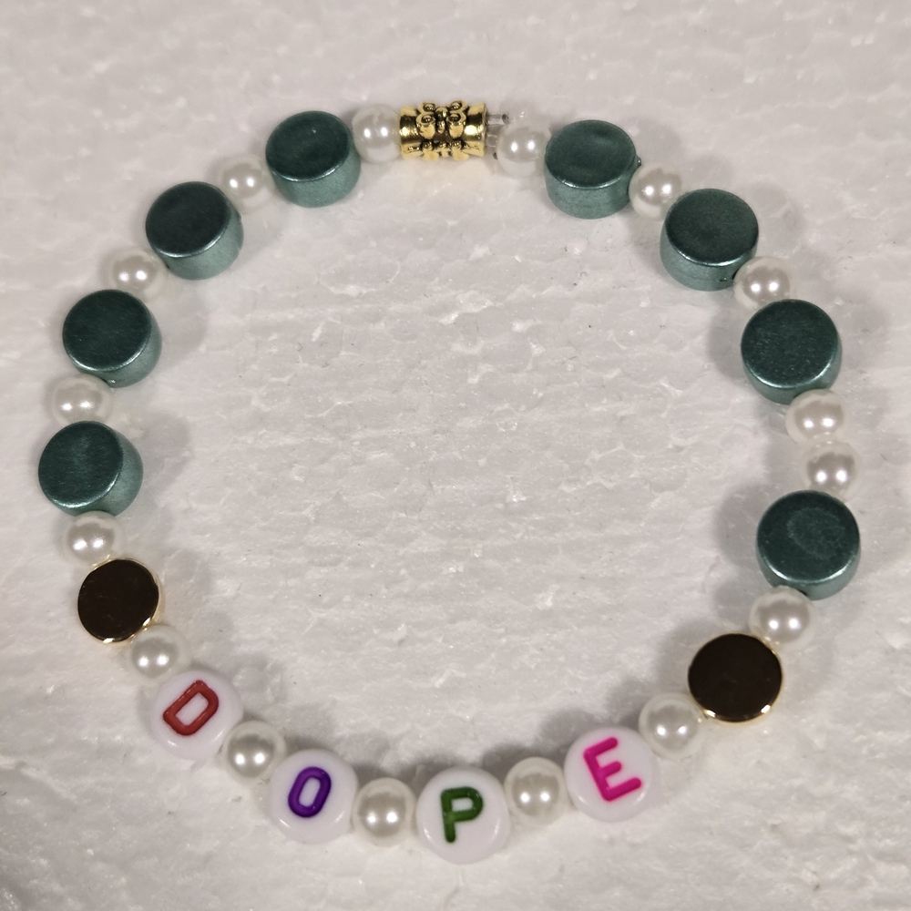 Colorful Beaded Bracelet with 'DOPE' Letters